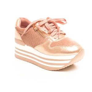 Platform Striped Velvet Sneaker